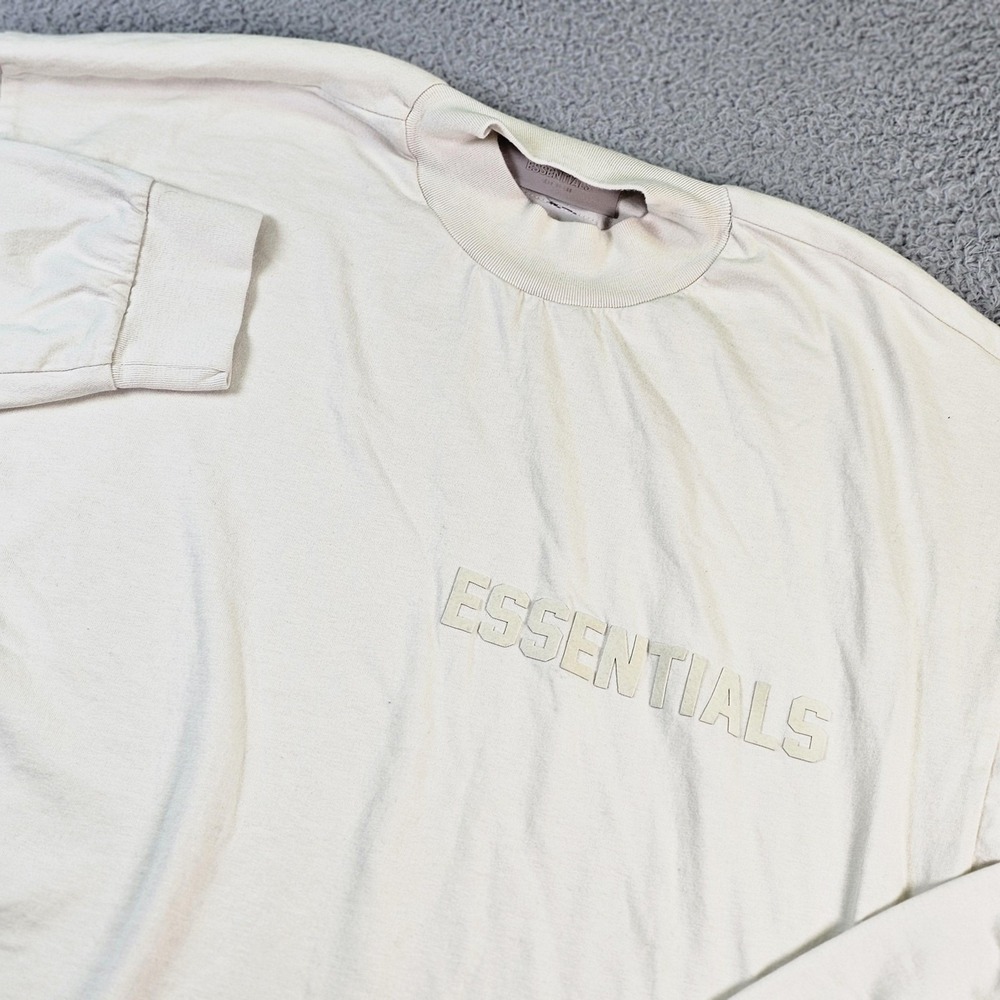 Essentials Shirt Mens Large White Mock Neck Long Sleeve Logo Fear Of God Tee